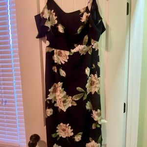 Navy blue maxi dress with side slots on both sides